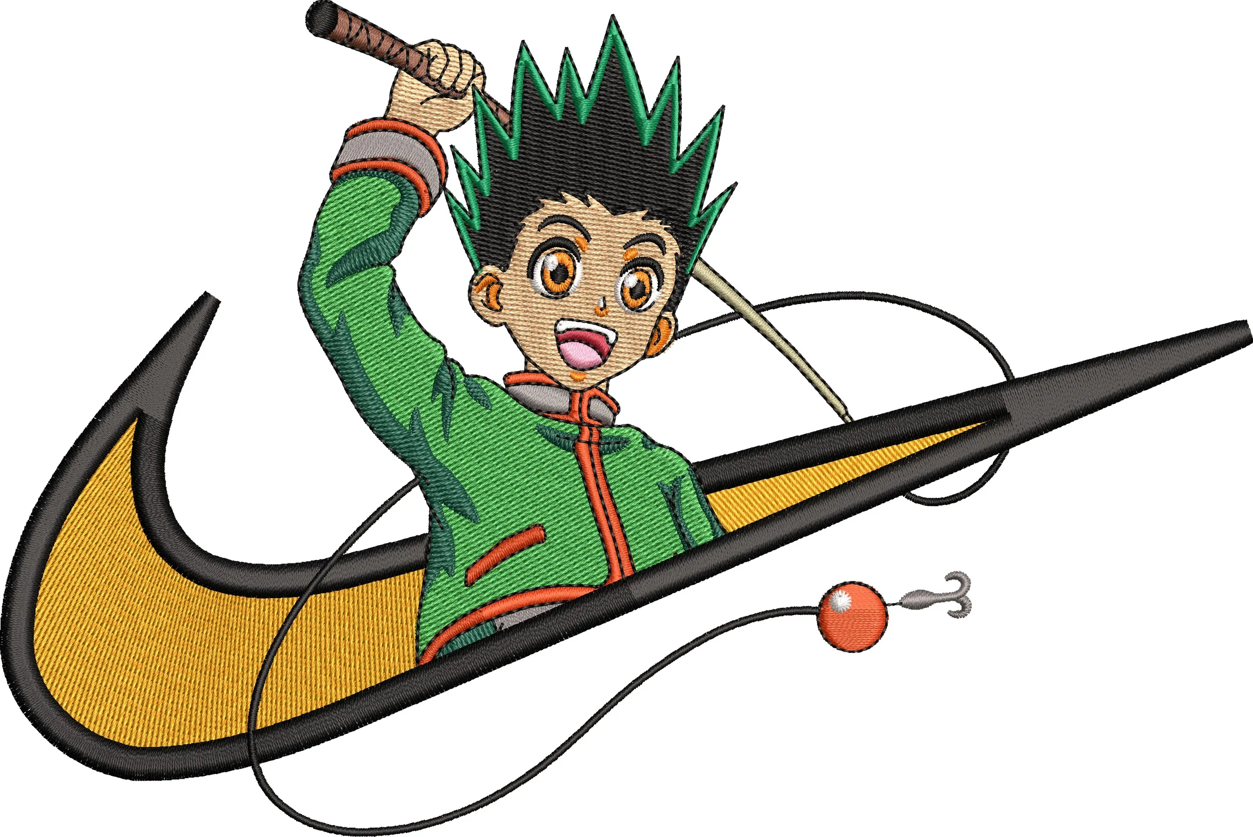  Gon Freecss with Nike Swoosh  embroidery pattern preview