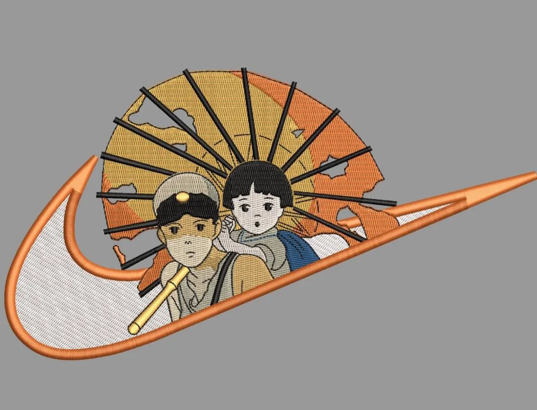  Grave of the Fireflies in Nike Logo  embroidery pattern preview