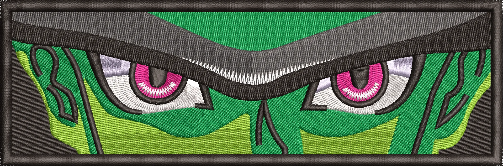  Green Masked Intense Eyes Embroidery Patch  embroidery pattern preview