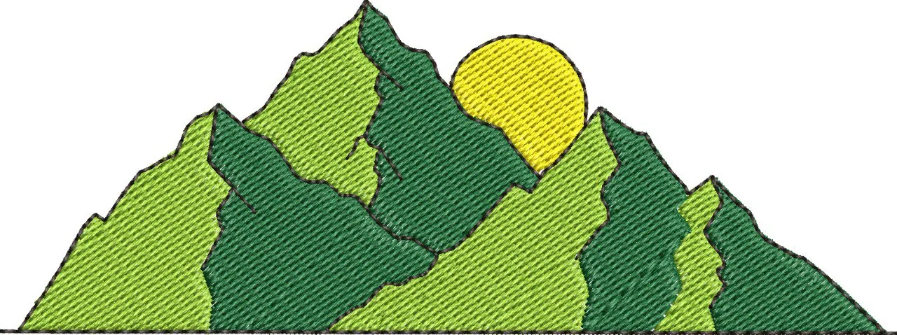  Green Mountain Range with Sun Embroidery  embroidery pattern preview