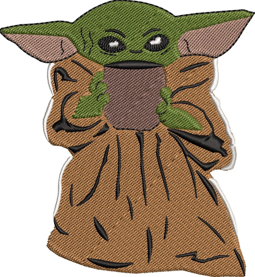  Grogu Baby Yoda Holding Cup Embroidery Patch  embroidery pattern preview
