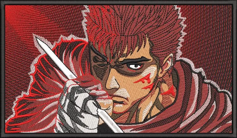  Guts Embroidered Portrait with Brandishing Sword  embroidery pattern preview