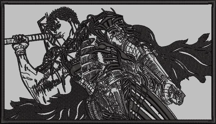  Guts in Berserker Armor Embroidered Patch  embroidery pattern preview