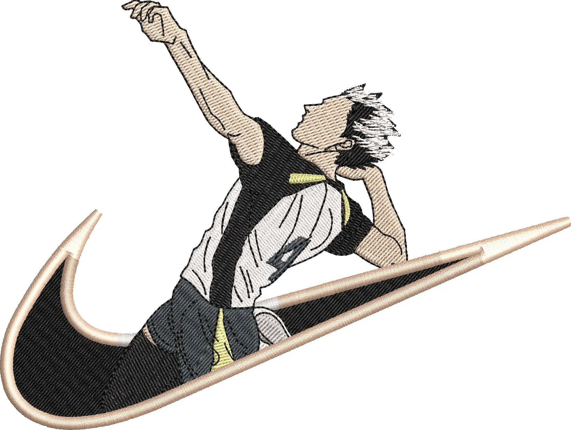  Haikyuu Bokuto in Nike Swoosh  embroidery pattern preview