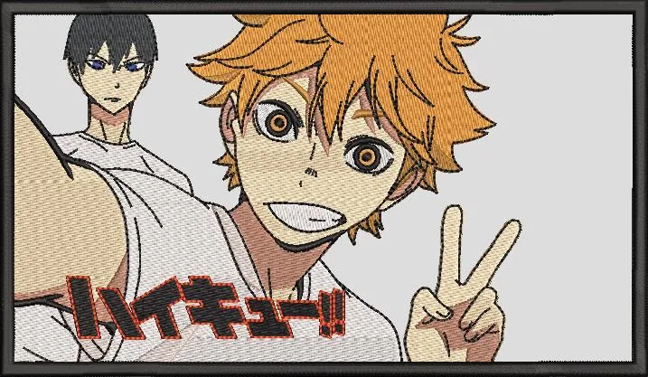  Haikyuu Hinata and Kageyama Peace Sign Selfie  embroidery pattern preview