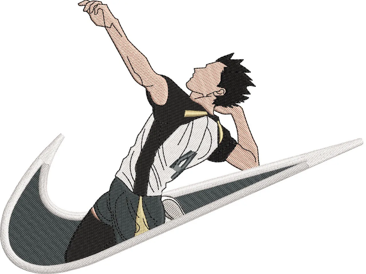  Haikyuu Player with Nike Swoosh  embroidery pattern preview
