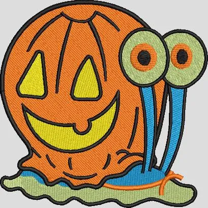  Halloween Pumpkin Snail Cartoon  embroidery pattern preview