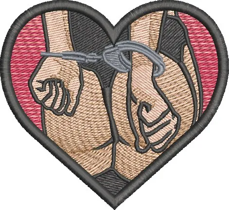  Handcuffed Hands in Heart Patch  embroidery pattern preview
