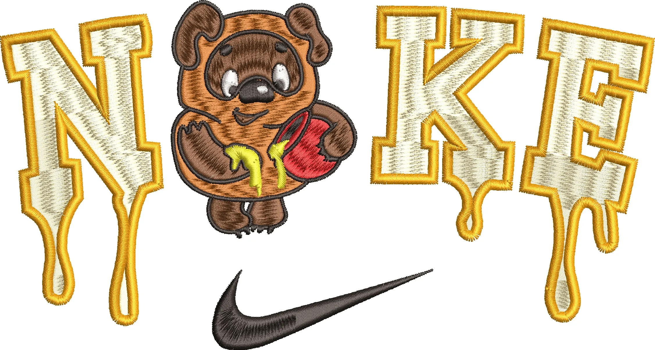  Honey Bear Donut Parody with Nike Logo  embroidery pattern preview