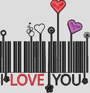  I Love You Barcode Hearts  embroidery pattern preview