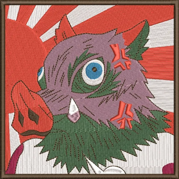  Inosuke Boar Mask with Rising Sun  embroidery pattern preview