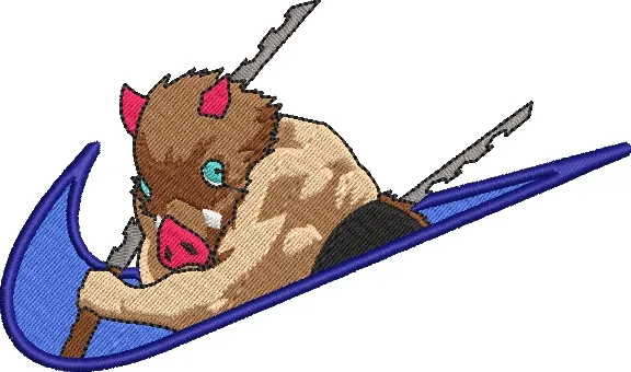  Inosuke Hashibira in Nike Logo  embroidery pattern preview