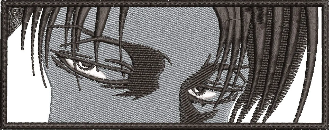  Intense Anime Eyes Close Up Rectangle Patch  embroidery pattern preview