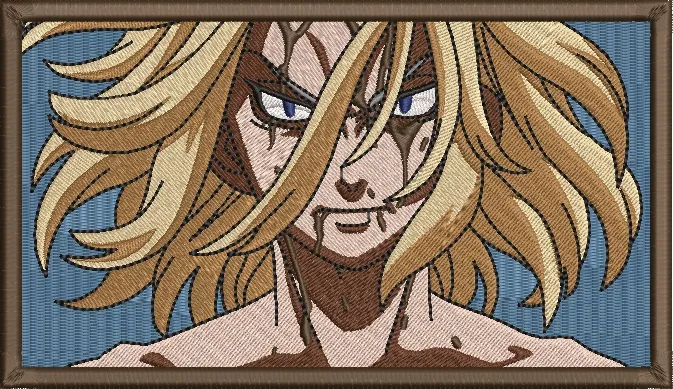  Intense Blond Anime Warrior Embroidery  embroidery pattern preview