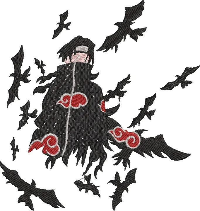  Itachi Uchiha Surrounded by Crows Embroidery  embroidery pattern preview
