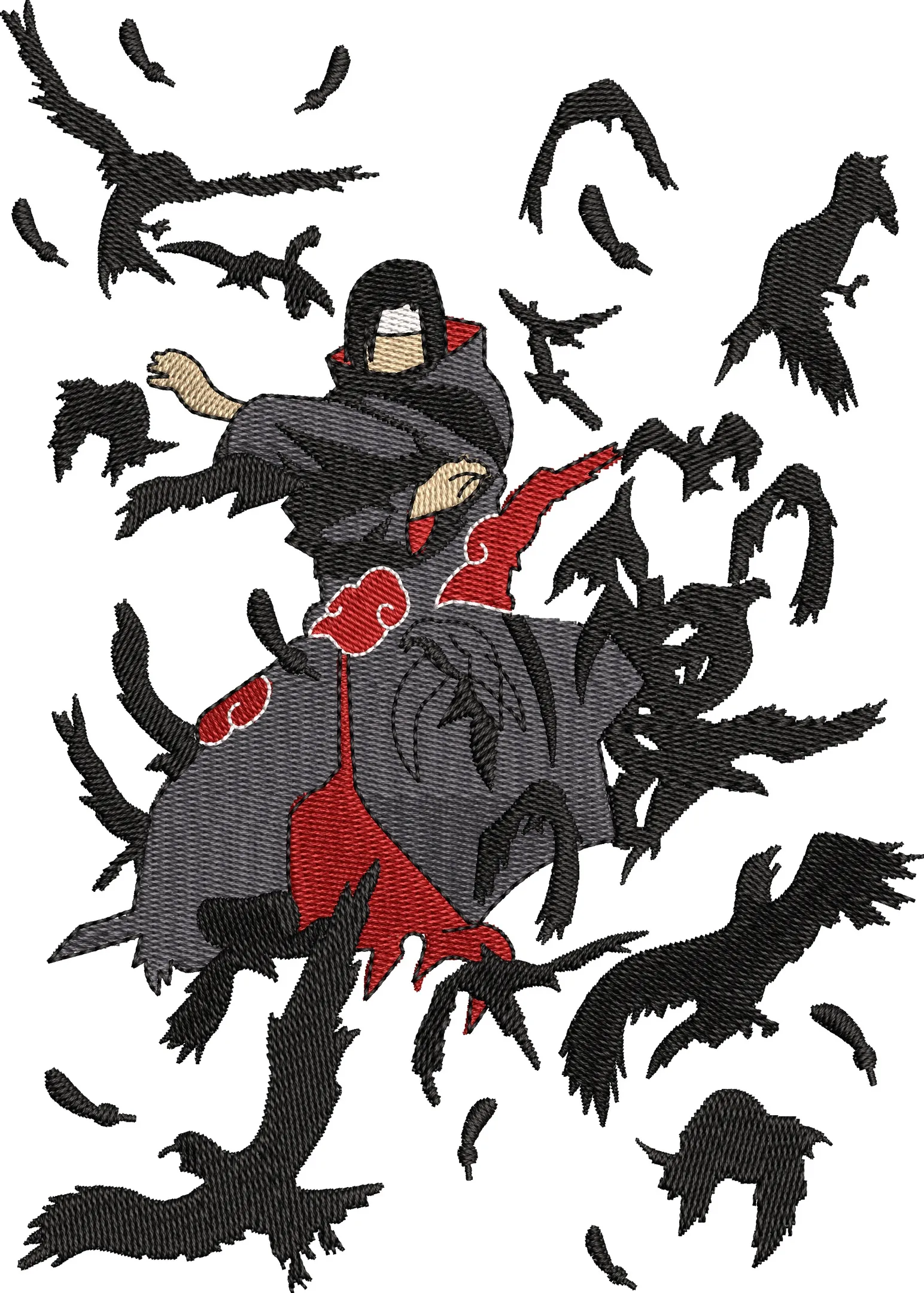 Main preview of  Itachi Uchiha with Crows Embroidery Style 