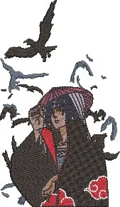  Itachi Uchiha with Crows and Umbrella  embroidery pattern preview