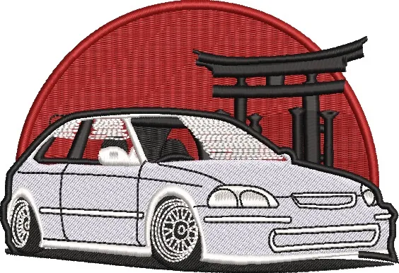 Main preview of  JDM Car with Torii Gate and Red Sun 