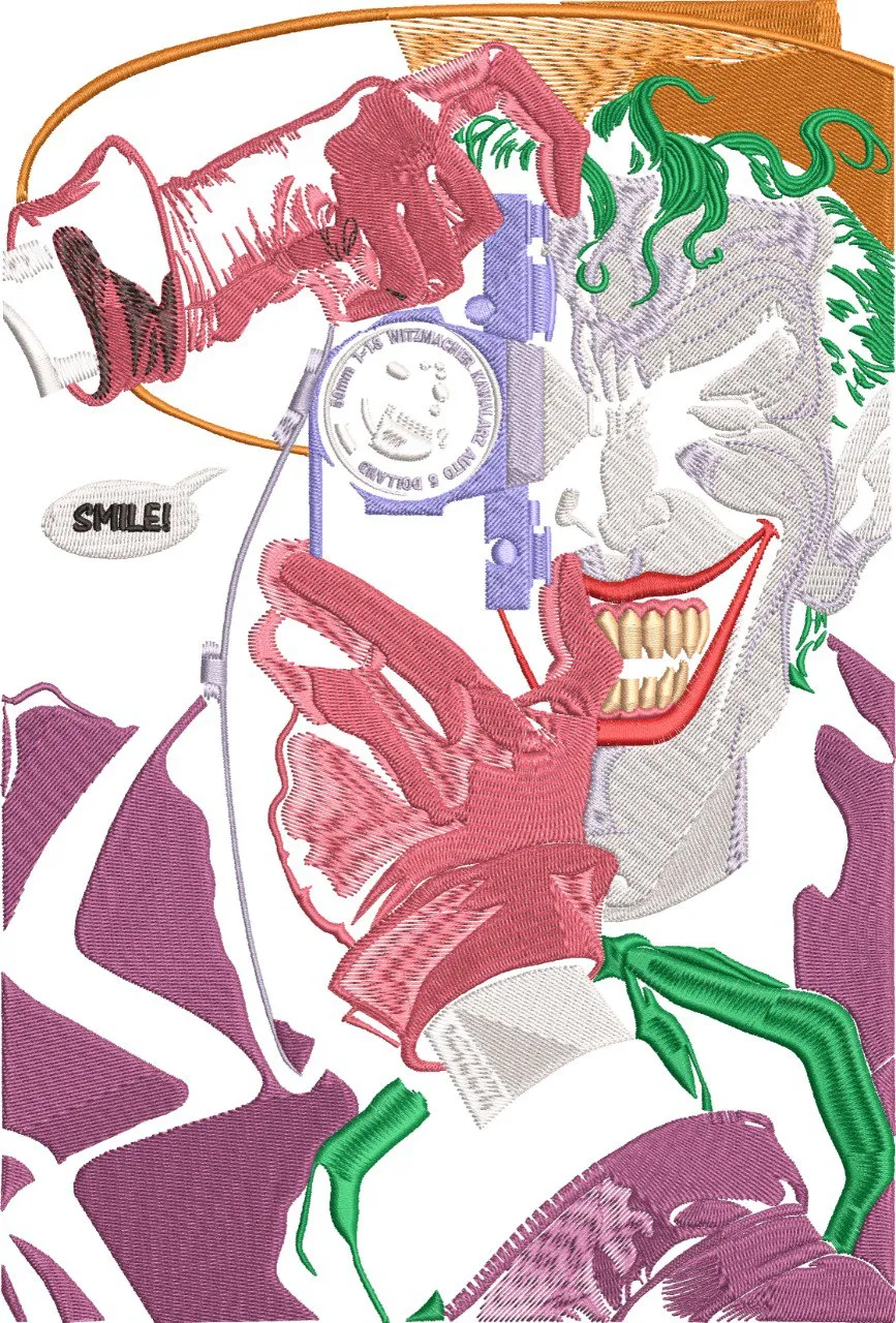  Joker with Camera Embroidered Comic Art  embroidery pattern preview
