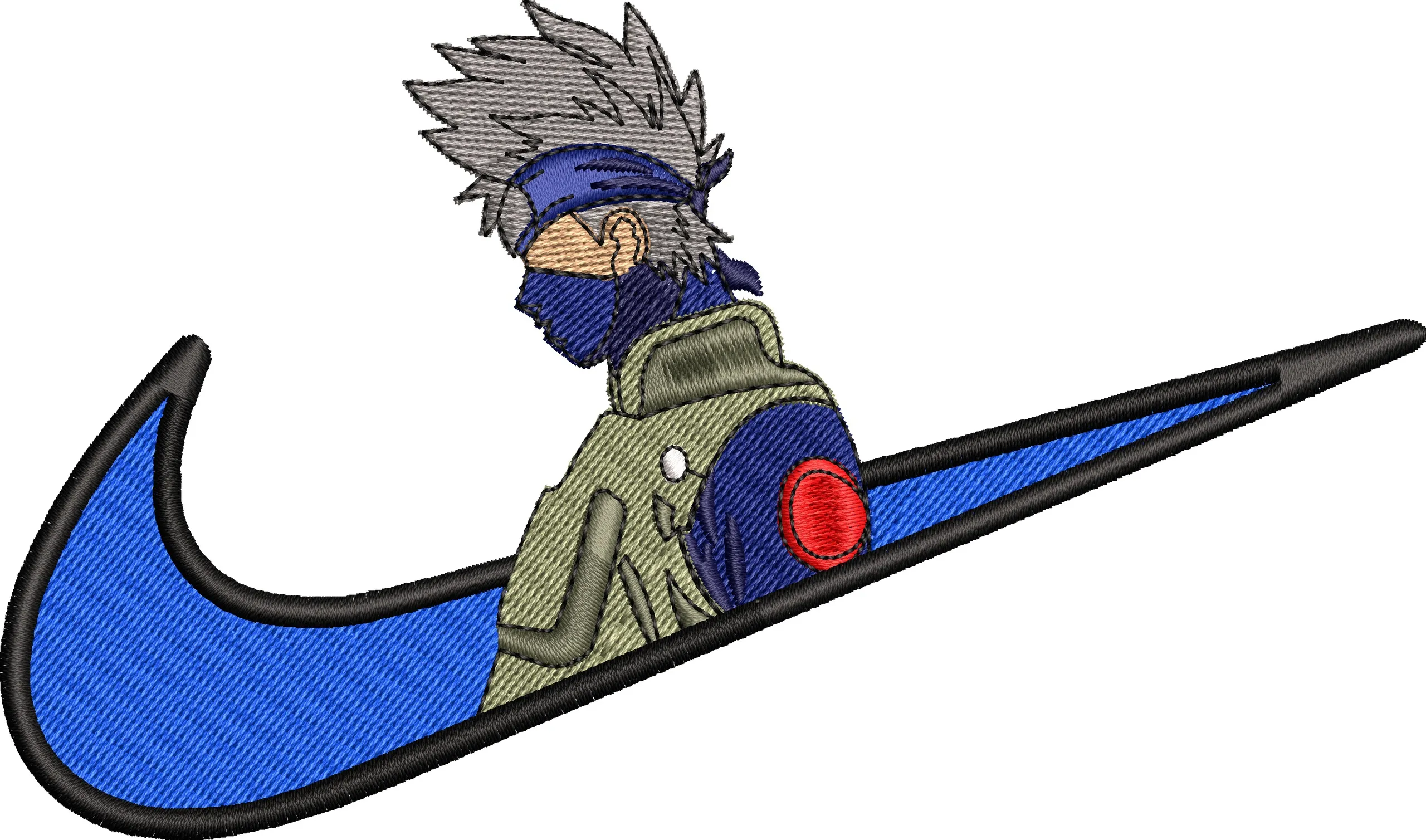  Kakashi Hatake in Blue Nike Swoosh  embroidery pattern preview