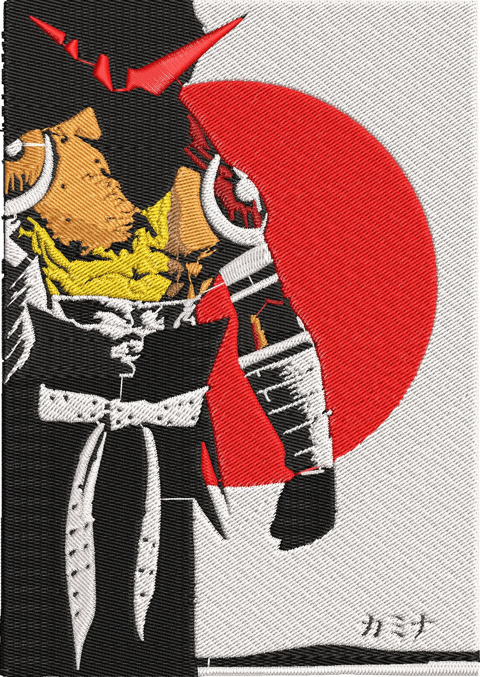  Kamina from Gurren Lagann with Red Sun Backdrop  embroidery pattern preview