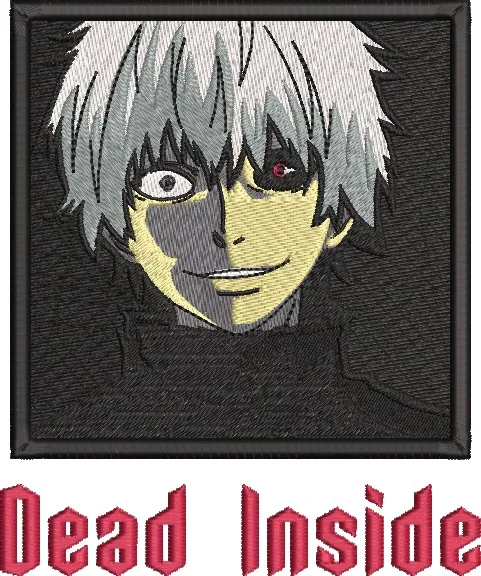  Kaneki Ken with Dead Inside Text  embroidery pattern preview