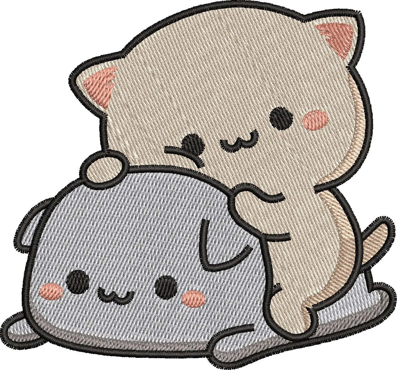  Kawaii Cat Hugging Chubby Dog Embroidery  embroidery pattern preview