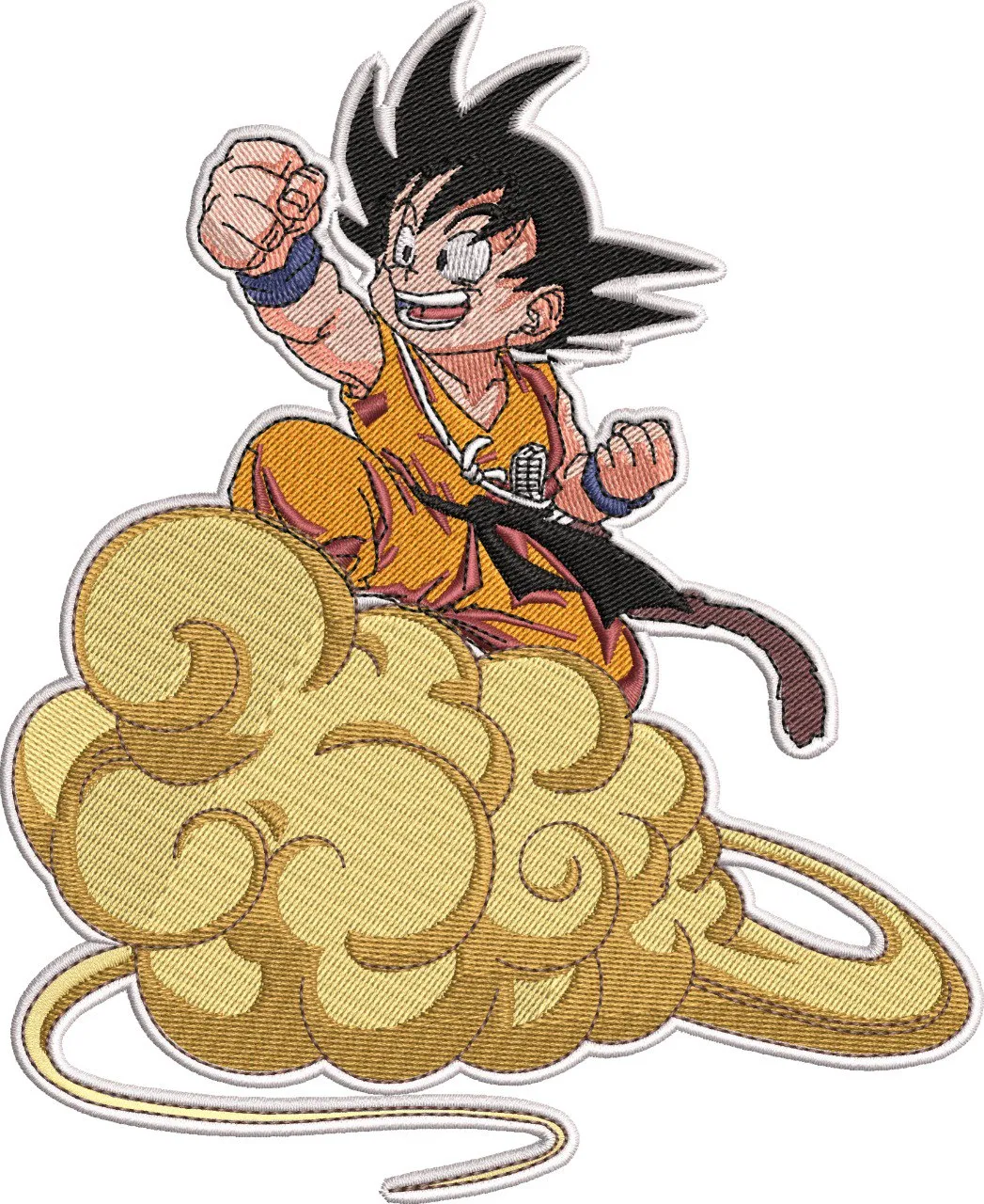  Kid Goku Riding Flying Nimbus Patch  embroidery pattern preview