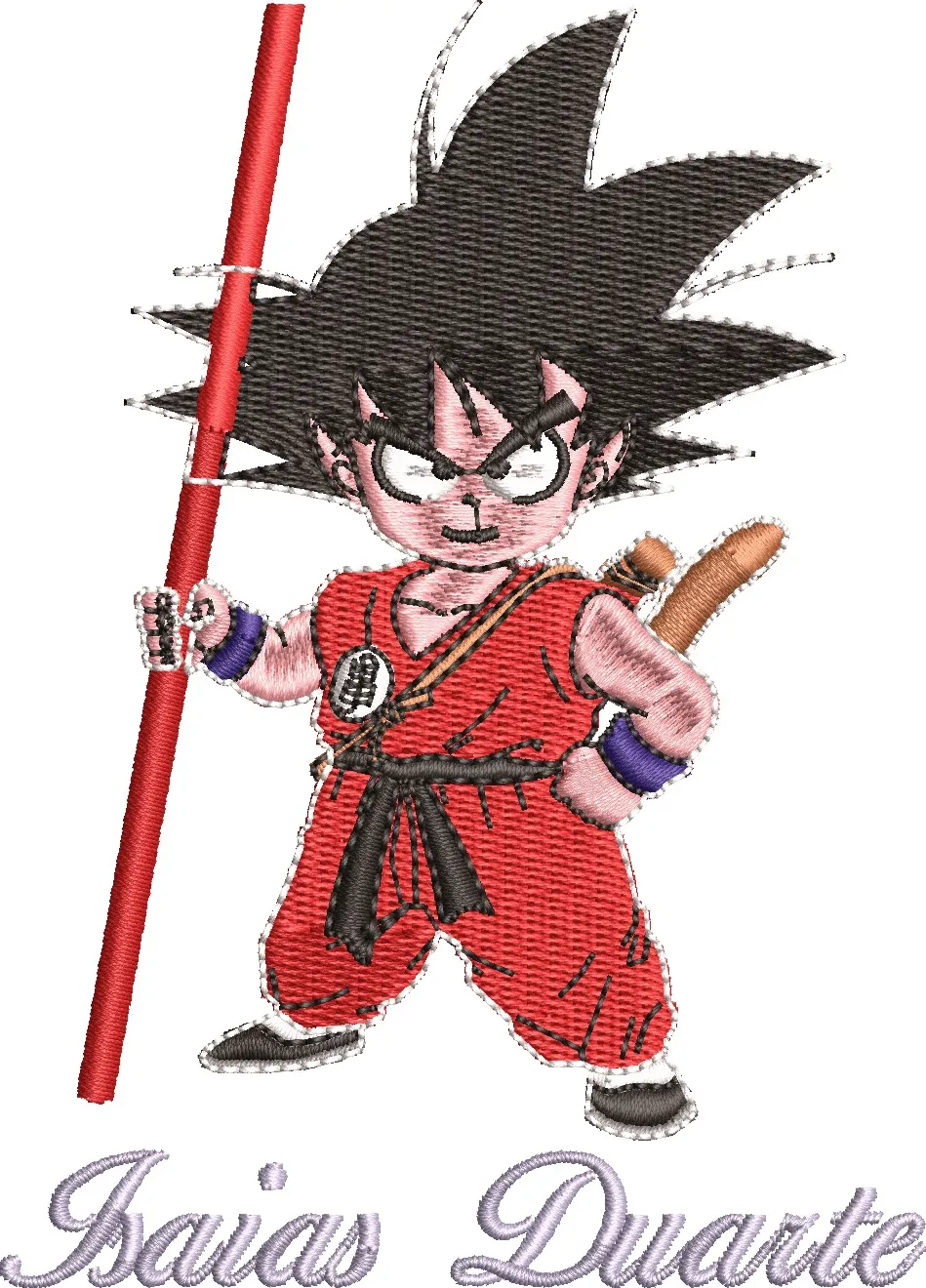 Main preview of  Kid Goku with Power Pole Red Suit Embroidery 