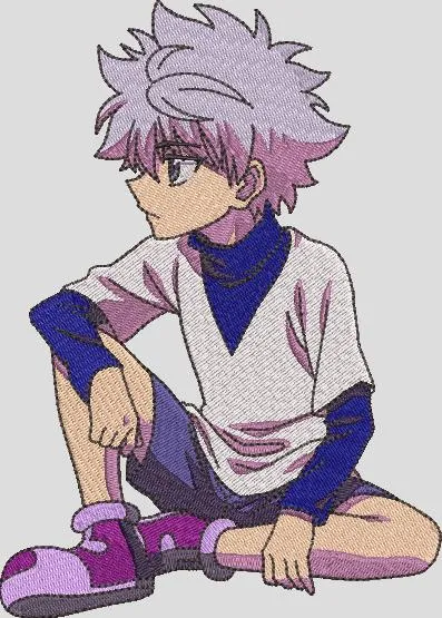  Killua Zoldyck Sitting Embroidery Style  embroidery pattern preview