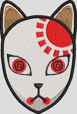 Main preview of  Kitsune Fox Mask with Red Sun Pattern 