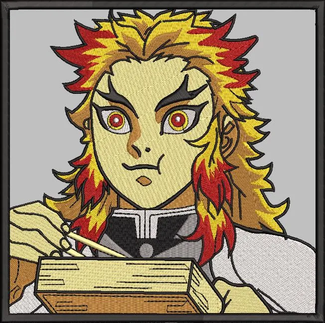  Kyojuro Rengoku Eating Bento Box  embroidery pattern preview