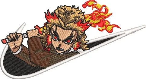 Main preview of  Kyojuro Rengoku with Flaming Sword in Nike Style Logo 