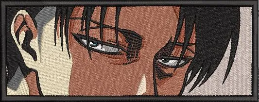  Levi Ackerman Close Up Rectangular Patch  embroidery pattern preview