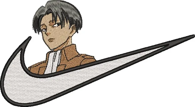  Levi Ackerman in Nike Swoosh Logo  embroidery pattern preview