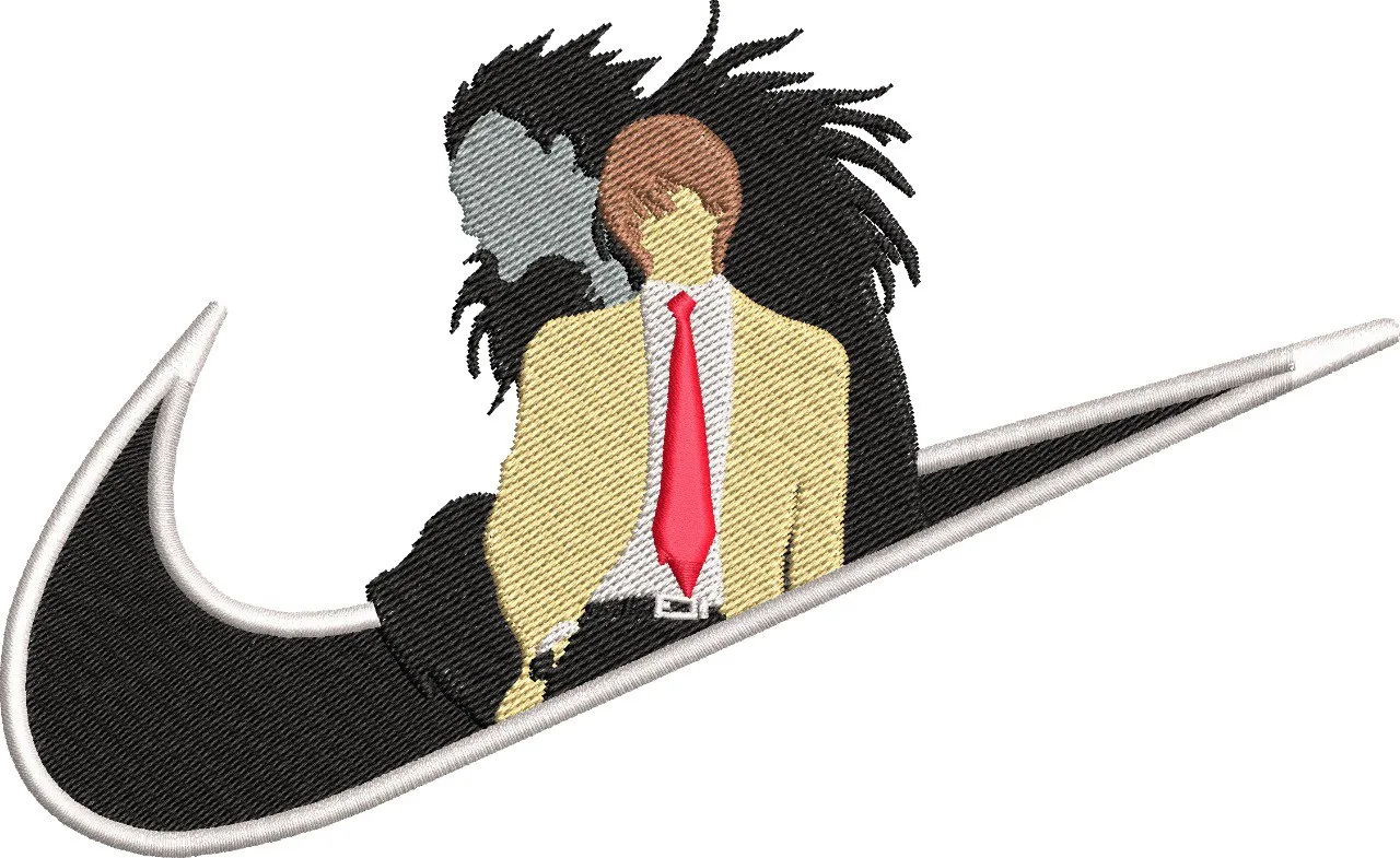  Light Yagami and Ryuk in Nike Swoosh  embroidery pattern preview