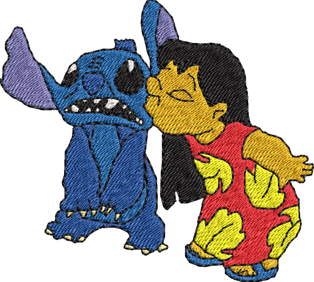  Lilo Kissing Stitch Embroidery Style  embroidery pattern preview