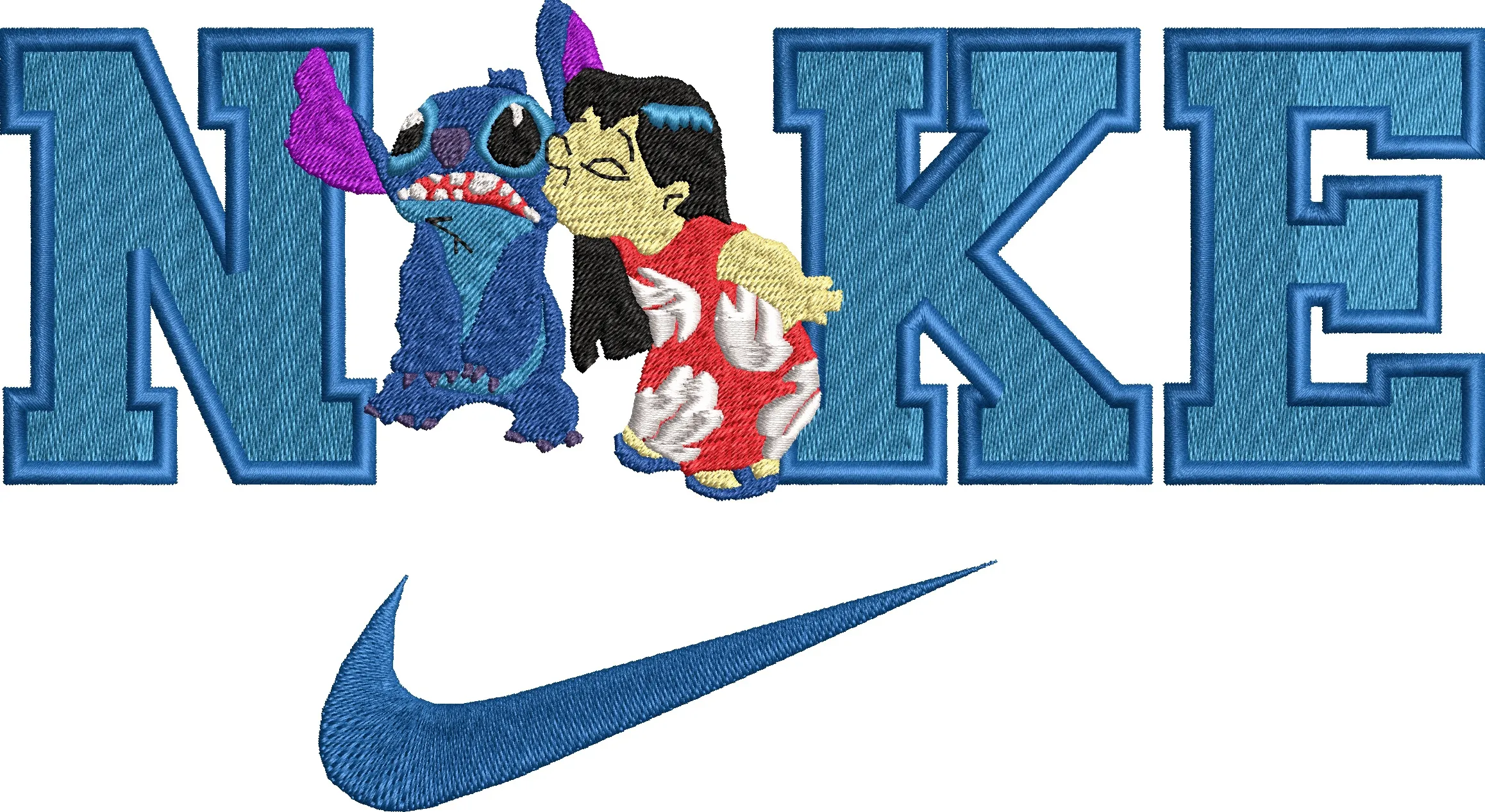 Main preview of  Lilo and Stitch Hug with Nike Logo 