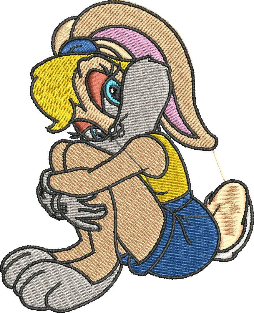  Lola Bunny Sitting Embroidery Style  embroidery pattern preview