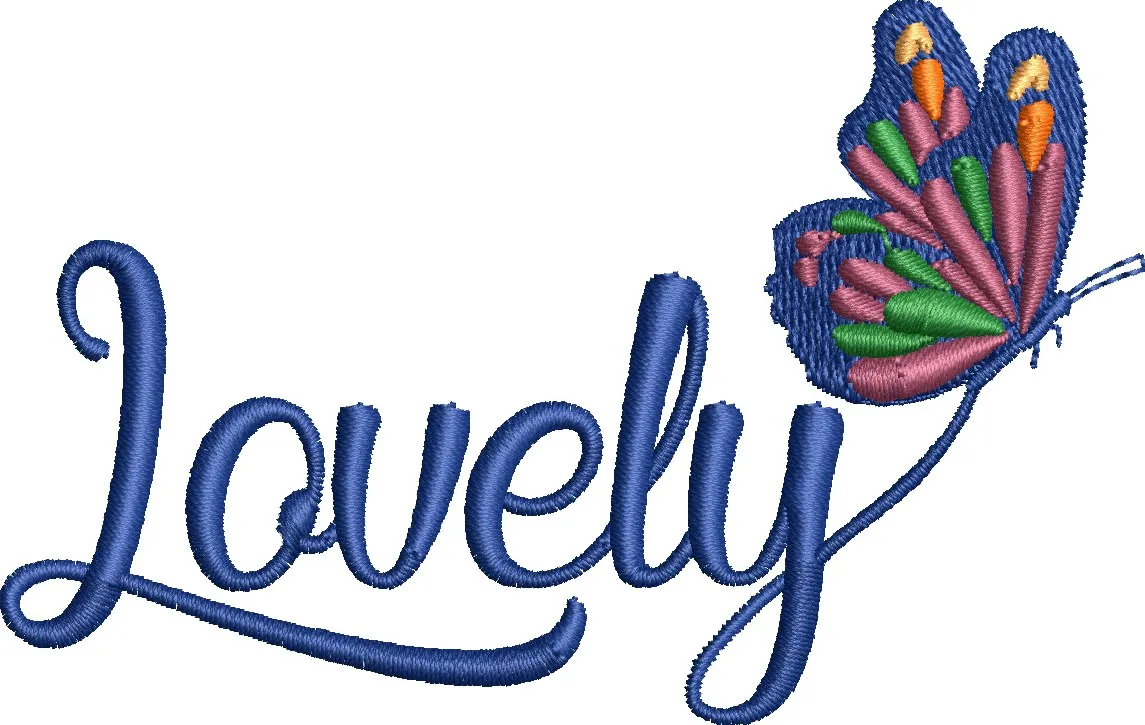  Lovely Script with Colorful Butterfly Embroidery  embroidery pattern preview