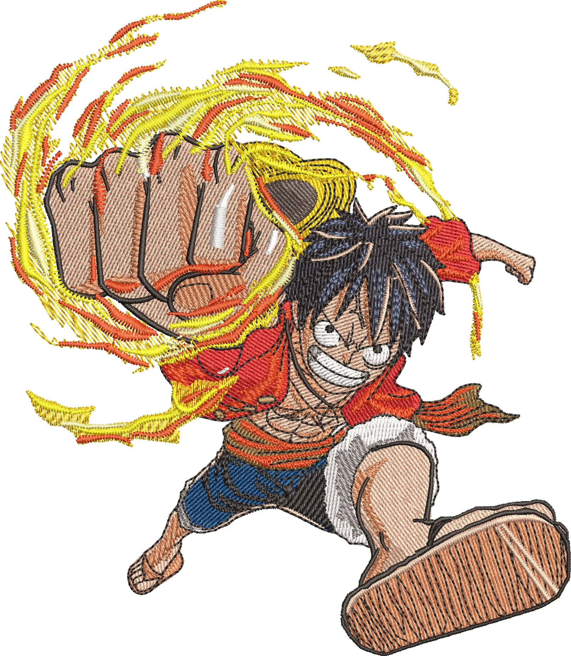 Luffy Gear Second Flame Fist Embroidery  embroidery pattern preview