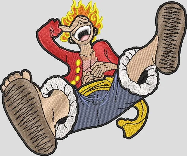  Luffy Laughing with Flaming Hair Embroidery Style  embroidery pattern preview