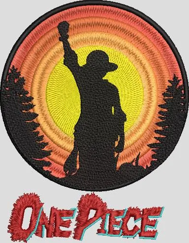 Main preview of  Luffy Silhouette Sunset Patch One Piece Logo 
