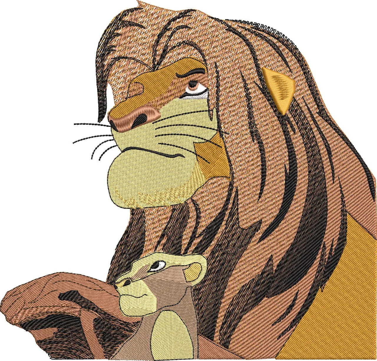 Main preview of  Majestic Lion with Cub Embroidery 