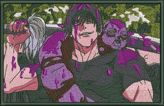  Male Anime Character with Purple Blob Creature  embroidery pattern preview