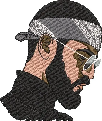  Man with Bandana and Sunglasses Embroidery  embroidery pattern preview
