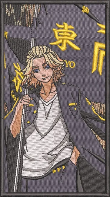  Manjiro Sano with Tokyo Manji Gang Flag  embroidery pattern preview