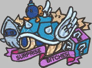  Mario Kart Blue Shell Surprise Patch  embroidery pattern preview