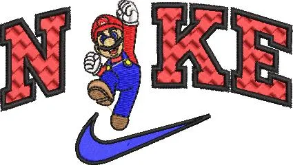 Mario in Nike Logo Parody  embroidery pattern preview