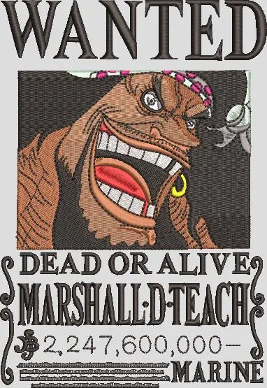  Marshall D Teach Wanted Poster  embroidery pattern preview